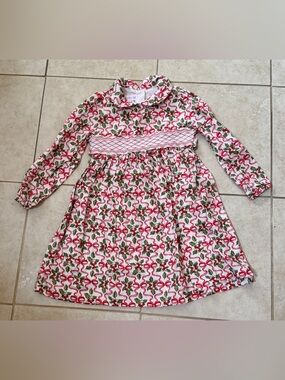 Smocked Holly & Bow Peter Pan Collar Dress